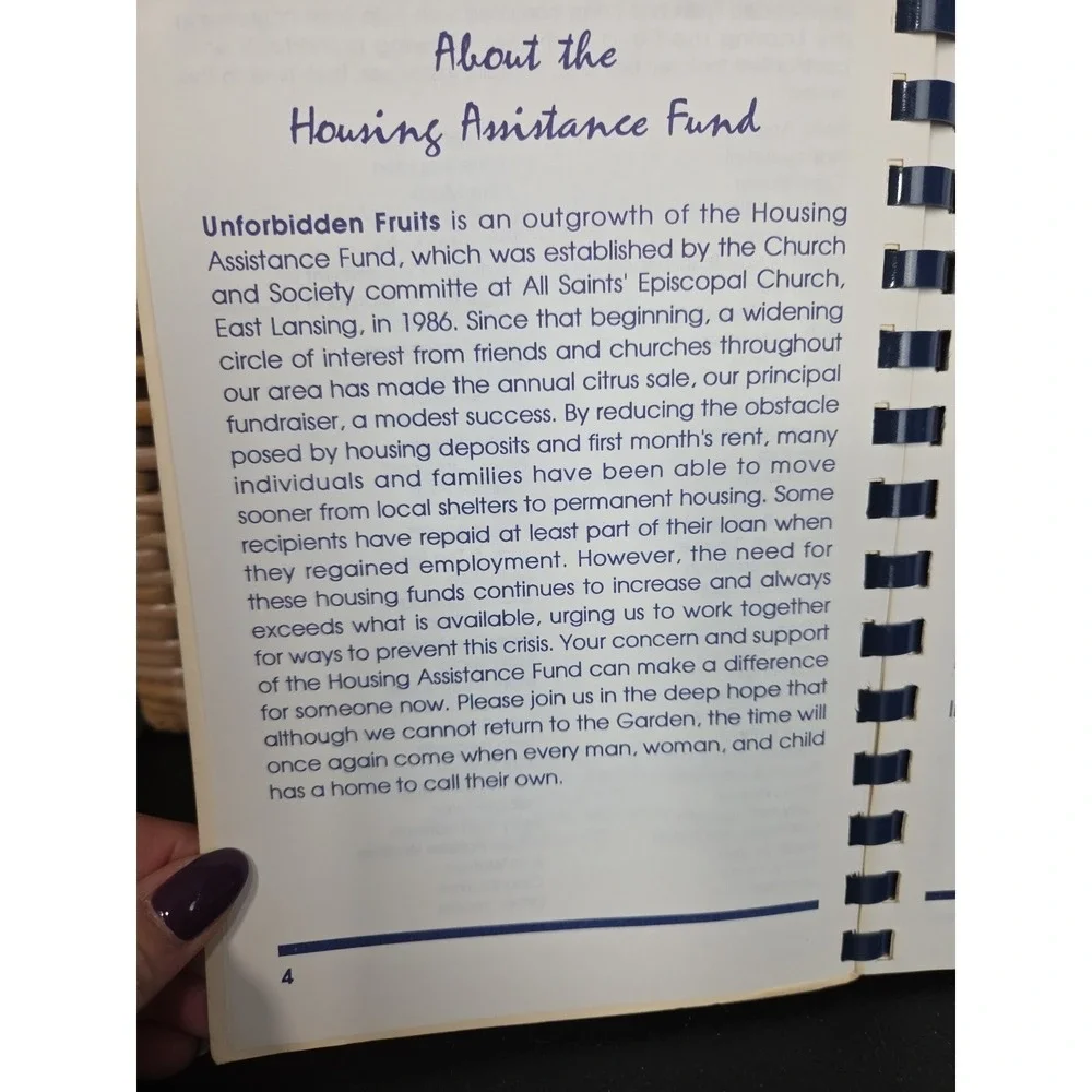 Housing Assistance Fund East Lansing, Michigan Cookbook Vintage 1992 Local‎